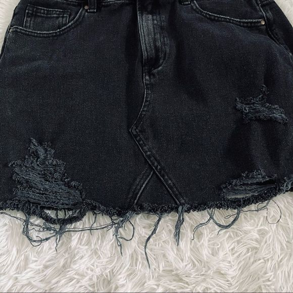 EUC Pacsun Distressed Black Jean Skirt - Picture 12 of 16
